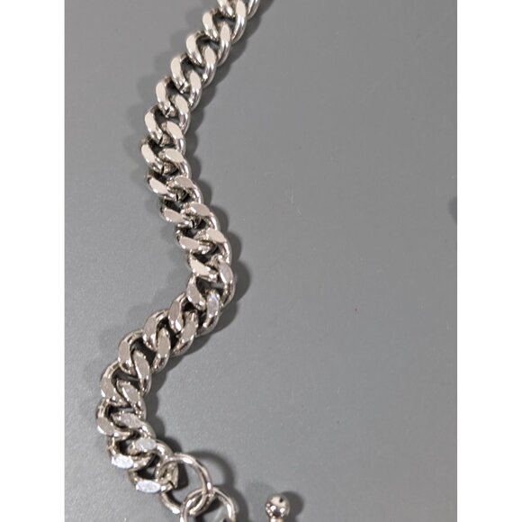 BLB Silver Tone Curb Cuban Chain Necklace Classic Retro Statement Chunky 18" - Picture 7 of 8